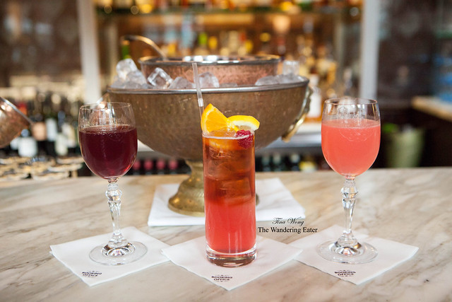 My three drinks (left to right): Victorian Manhattan, Criterion Lemonade, and The East India Company