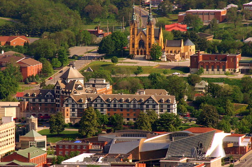 St. Andrews & Hotel Roanoke as seen from Mill Mountain