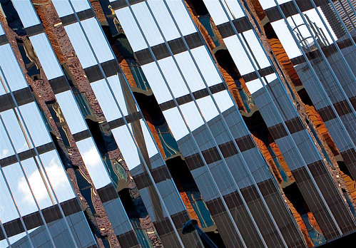 sky abstract reflection building glass reflections bricks