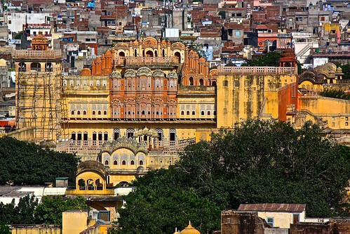 view from on high in Jaipur, backside of Hawa Mahal