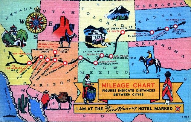 Atchison, Topeka and Santa Fe Railway/Fred Harvey Hotels postcard