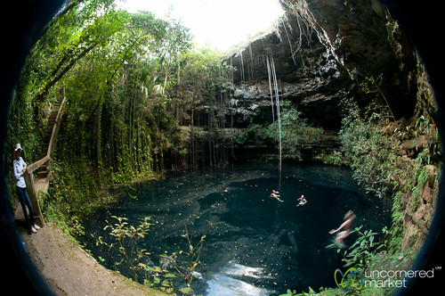 swimming mexico yucatan fisheye cenote hacienda xochempichcenote xocenpich