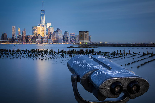 nyc sunset newyork newjersey nikon cityscape manhattan binoculars telescope hudsonriver hoboken worldtrade