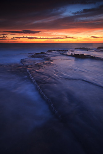ocean morning seascape water clouds sunrise flow dawn rocks australia nsw newsouthwales cascade narrabeen