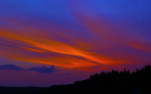 blue trees sunset orange cloud weather evening scotland highland