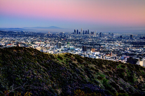 park sunset mountains skyline canon landscape evening la losangeles cityscape skyscrapers canyon hollywood hdr hollywoodhills runyon 3xp 50d