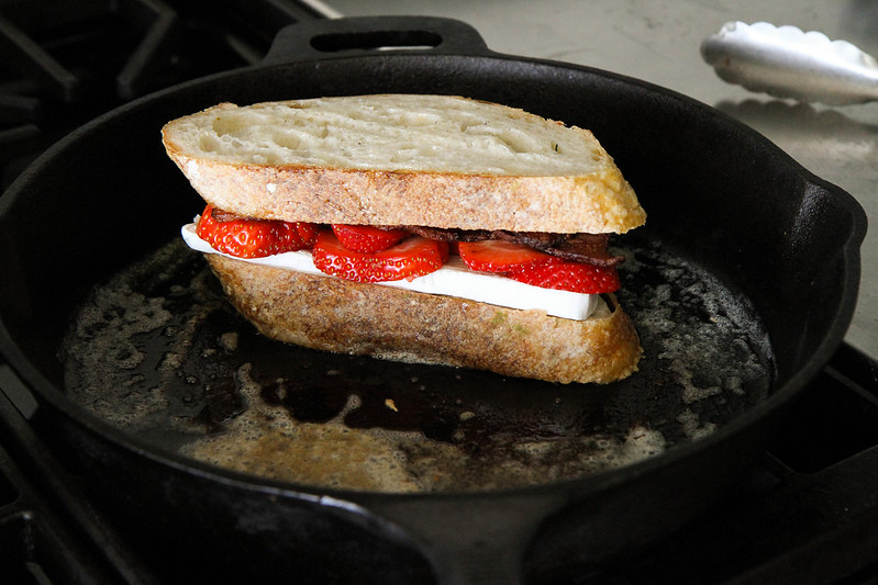 Brie, Bacon and Strawberry Grilled Cheese