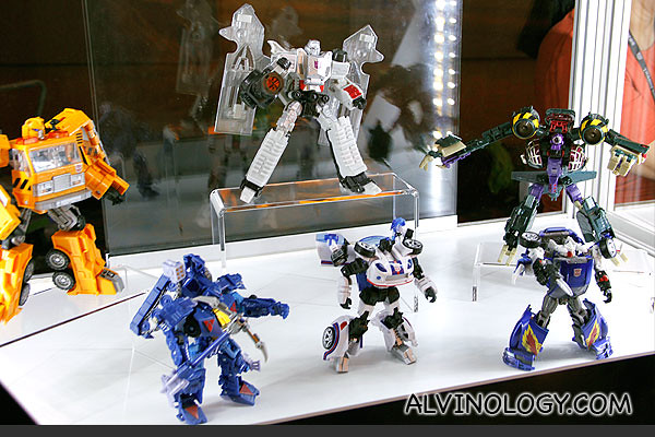 Assorted Transformers toys on display
