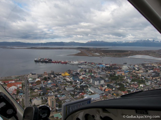 Passing over Ushuaia as we prepare to land at the old airport