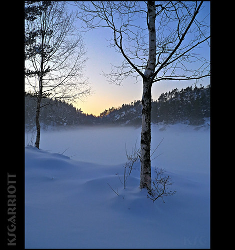 blue winter sunset mist lake snow cold tree norway fog lumix evening norge frozen panasonic freeze birch hdr hdri gh2 ksgarriott scottgarriott fhotoroom