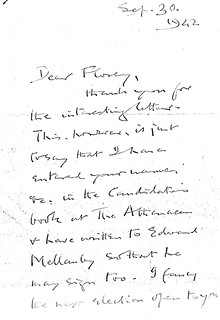 Sherrington to Florey - 30 September 1942 (WCG 13.38)