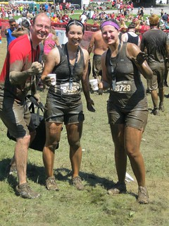 Dan, Mei and Nicola muddy after finishing