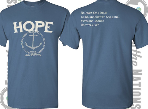Blue adoption fundraiser t-shirt: Hope Anchor with Hebrews 6:19