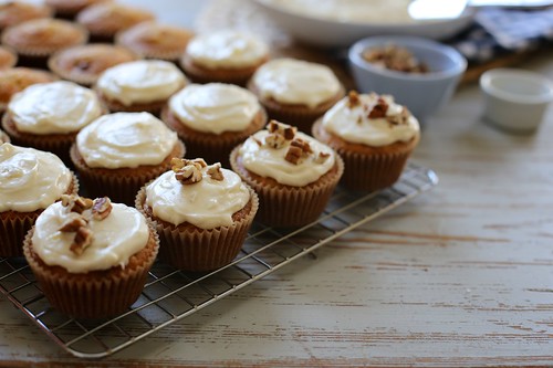 carrot cake cupcakes with pineapple cream cheese frosting