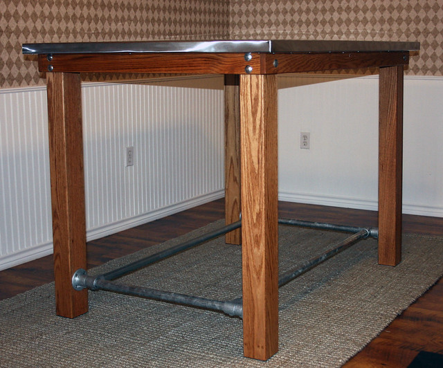 Stainless Steel Pub Table with Foot Rail
