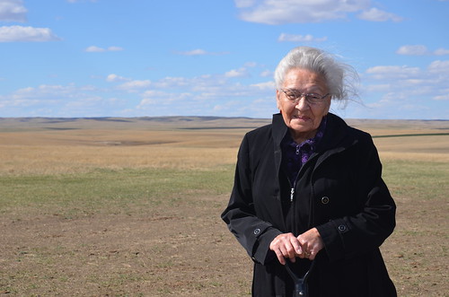 Ninety-four year old former Cheyenne River Sioux Tribal Council Member Marcella Le Beau celebrates the final stages of a major project underway to bring abundant and safe water to the Cheyenne River Reservation. 