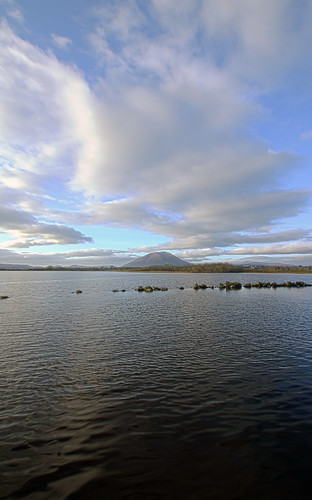 ireland mountain lake water clouds rocks mayo nephin loughconn crosmollina