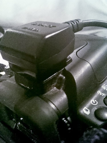FA-CC1AM Off Camera Flash Cable mounted on a Sony Alpha