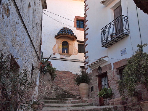 valencia spain steps pottedplants passageway vilafames castellonprovince