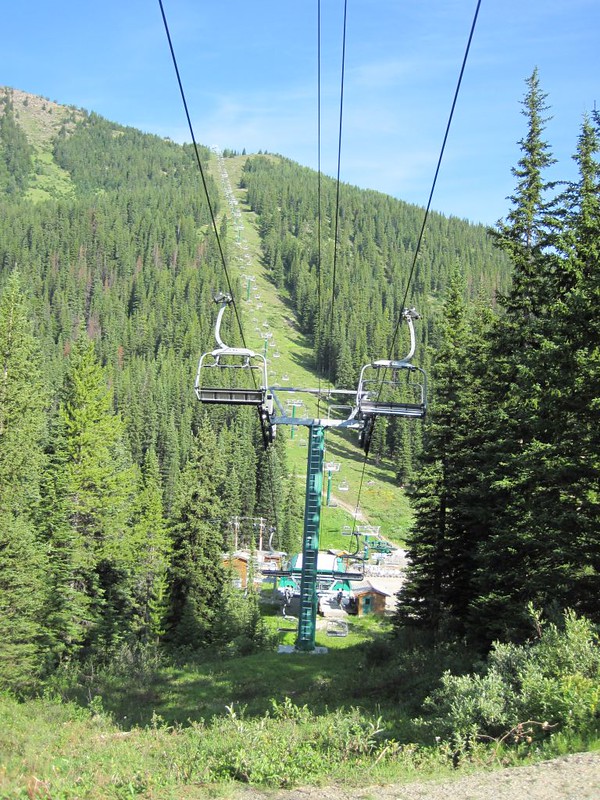  Summer view of the Ptarmigan Quad Chair lift at the Lake Louise Ski Resort on the Skoki Lakes Trail
