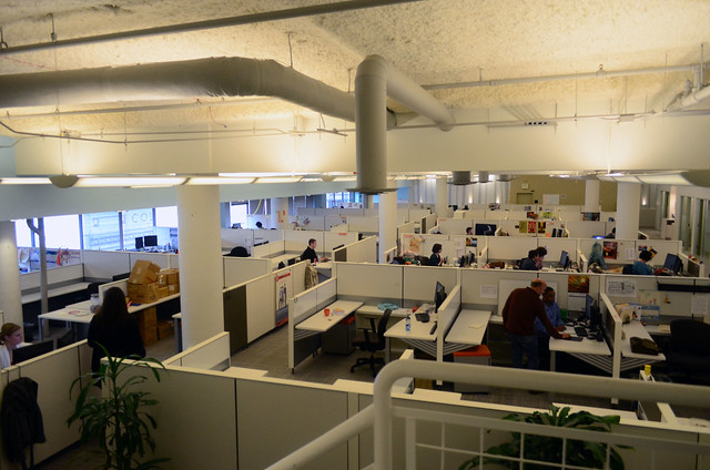 Several rows of cubicles for the Allrecipes office.