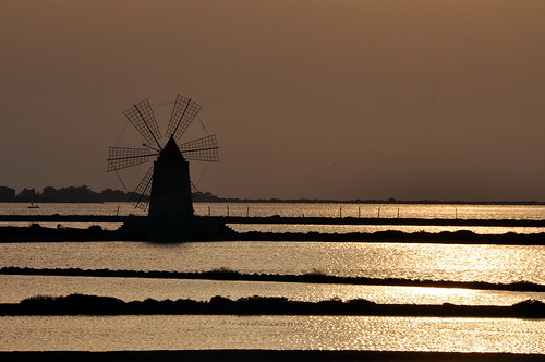sunset windmill tramonto saline mulino trapani marsala