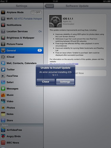iPad update error