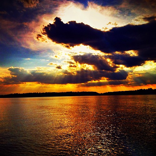 sunset sky lake clouds crosslake bigtroutlake iphoneography