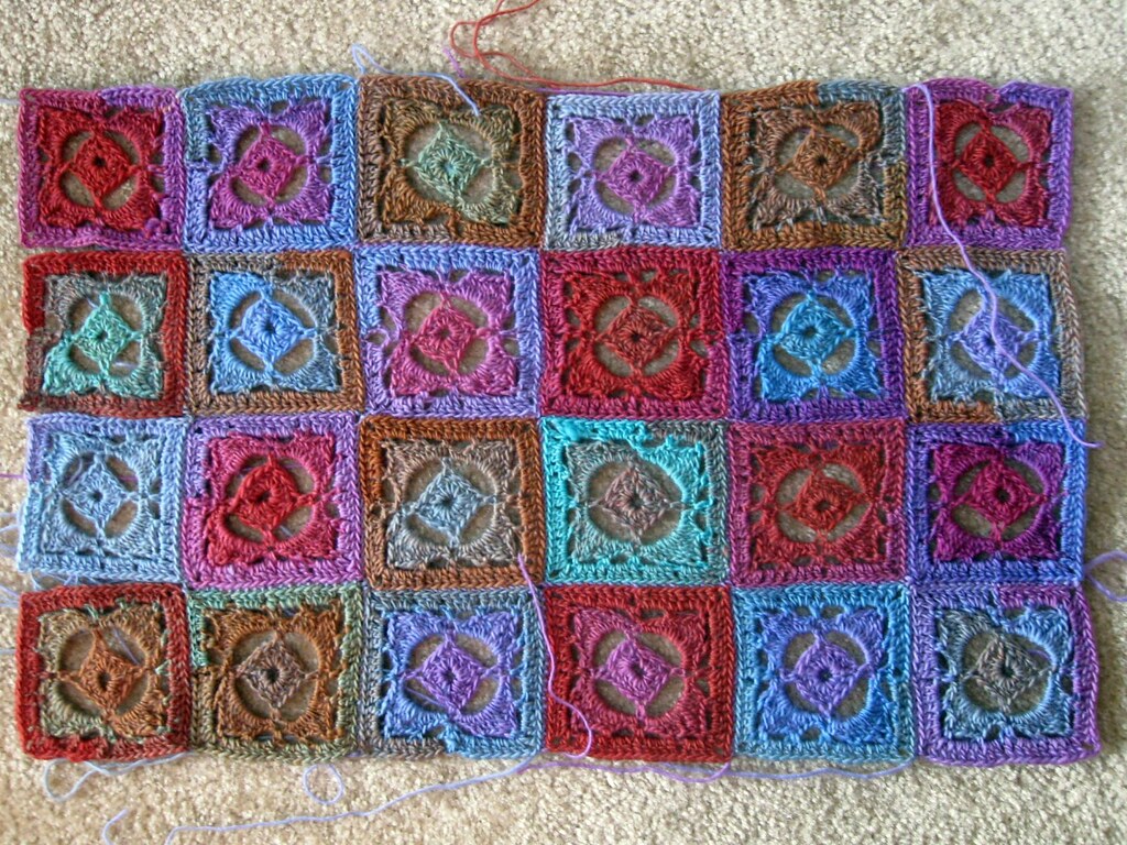 wednesday crochet: flower garden shawl seaming | i started t… | flickr