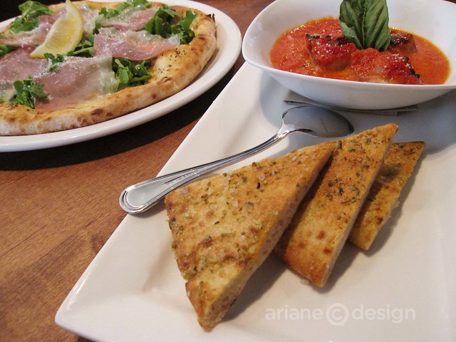 Prosciutto Arugula pizza, Prosciutto-wrapped mozzarella balls with flatbread