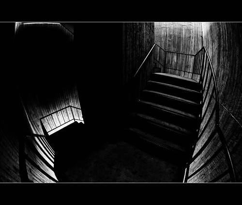 light ny tower stairs dark observation buffalo shadows wideangle
