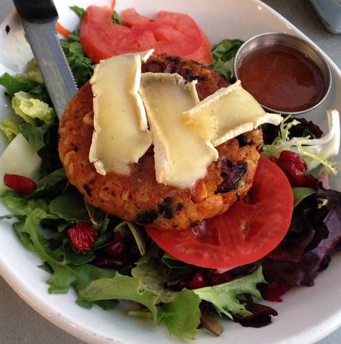 The Un-Brie-lievable, with a veggie burger on lettuce #theNEWgoods