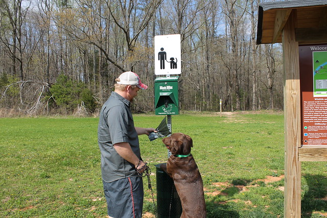 We are good dogs, we make sure our families help clean up after us at Virginia State Parks - this is Powhatan State Park