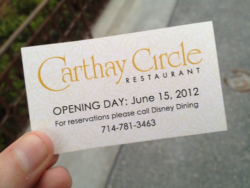 CMs are handing out these Carthay Circle Restaurant opening day reservation business cards. Cool collectible. #fb