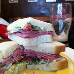 Corned beef salad sandwich and a pint of Beamish at Long valley, Cork City