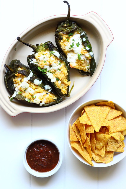 Poblano Peppers Stuffed with Corn Risotto