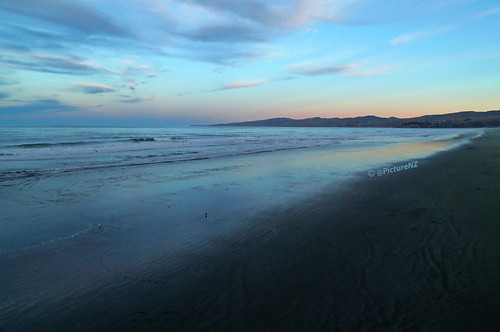 ocean pink blue sunset sea newzealand christchurch beach clouds landscape twilight sand surf waves pacific dusk cyan canterbury nz southisland newbrighton porthills