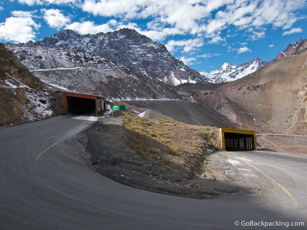 A hairpin turn on the bus ride from Mendoza to Santiago.