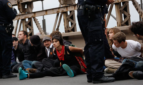 Occupy protesters on Brooklyn bridge