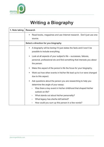 how to write a biography pdf