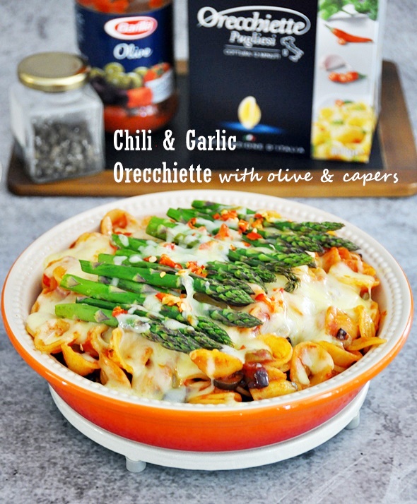 Orecchiette with olive, capers & chili, featuring Barilla Pasta & Sauce | www.fussfreecooking.com