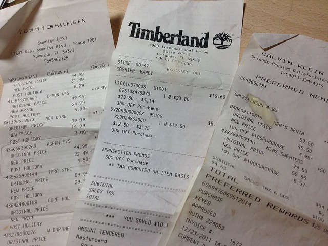 outlet receipts