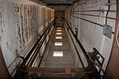 Elevator / lift shaft. Abandoned Barber-Colman factory in Rockford, Illinois