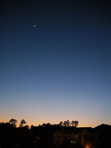 sunset sky moon silhouette venus northcarolina raleigh cary