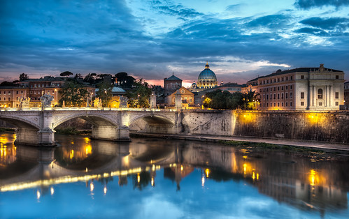 city travel bridge sunset italy vatican rome roma water architecture night reflections europe italia vaticano bluehour lazio pontesantangelo saintangelo