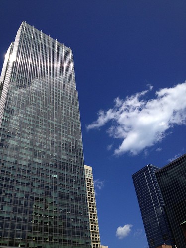 Downtown Chicago buildings with blue sky