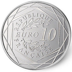 France 10 Euro coin Rooster obverse