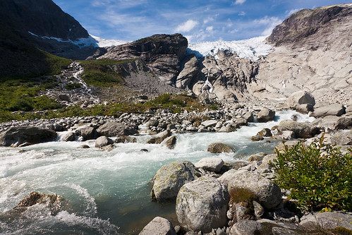 ice norway river rocks glacier sigma1020 450d bergsetbreen