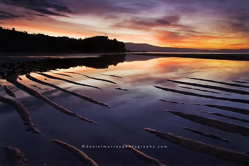 new sunset reflection water landscape island photography golden bay coast south zealand ligar southnz