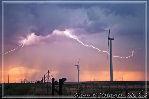 sunset sky storm oklahoma windmill colorful pretty wind glenn books patterson thunderstorm lightning thunder windturbine blurb sayre gmp1993